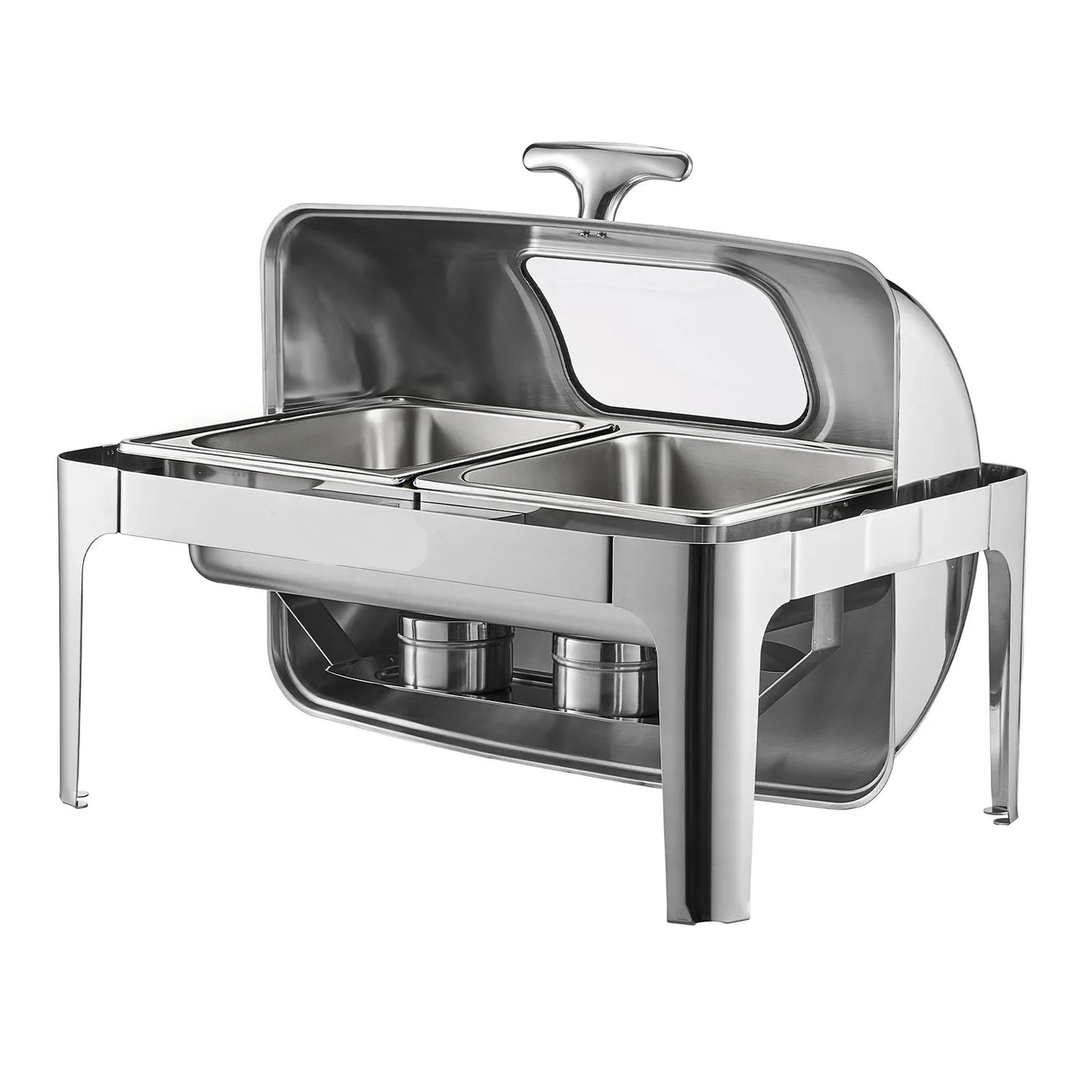 Roll-top Stainless Steel Roll-Top Chafing Dish – 2 × 4.5 Qt Half-Size Pans