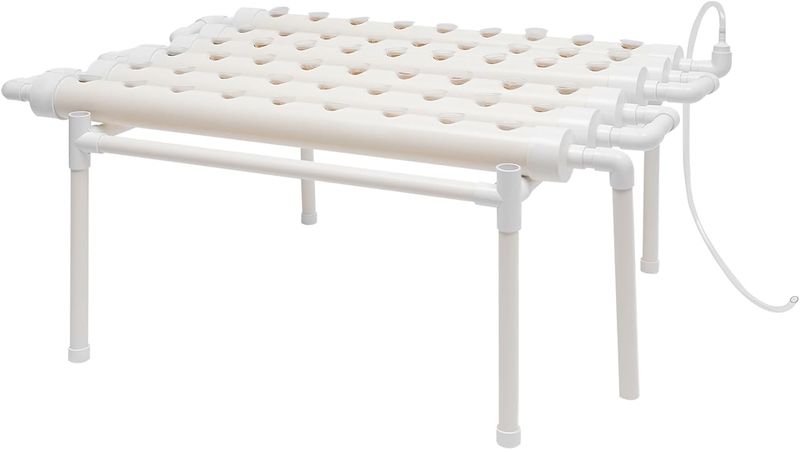 Hydroponic Grow Kit 54 Holes, 102 x 62 x 35 cm NFT Hydroponic Growing System with PVC-U Pipes for Herbs &amp; Vegetables
