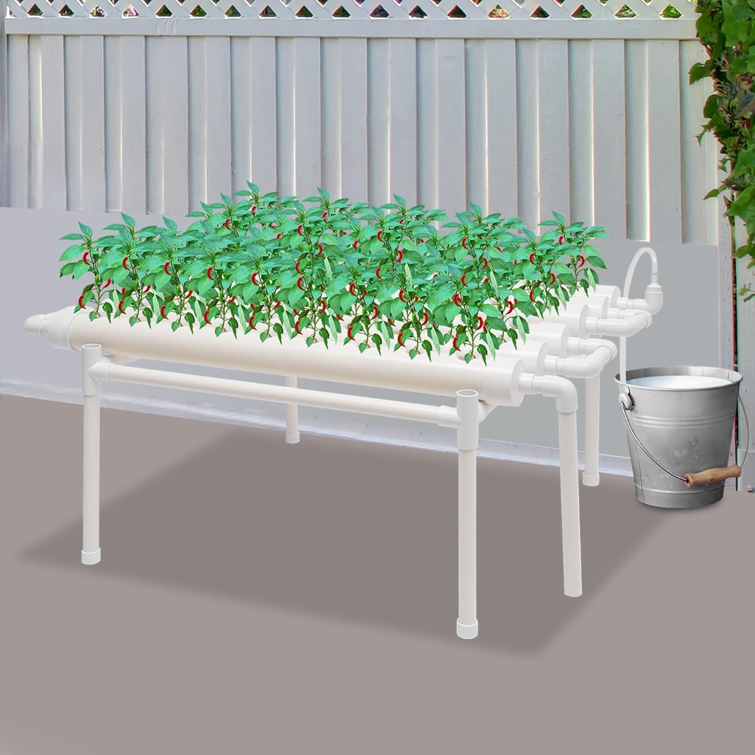 Hydroponic Grow Kit 54 Holes, 102 x 62 x 35 cm NFT Hydroponic Growing System with PVC-U Pipes for Herbs &amp; Vegetables