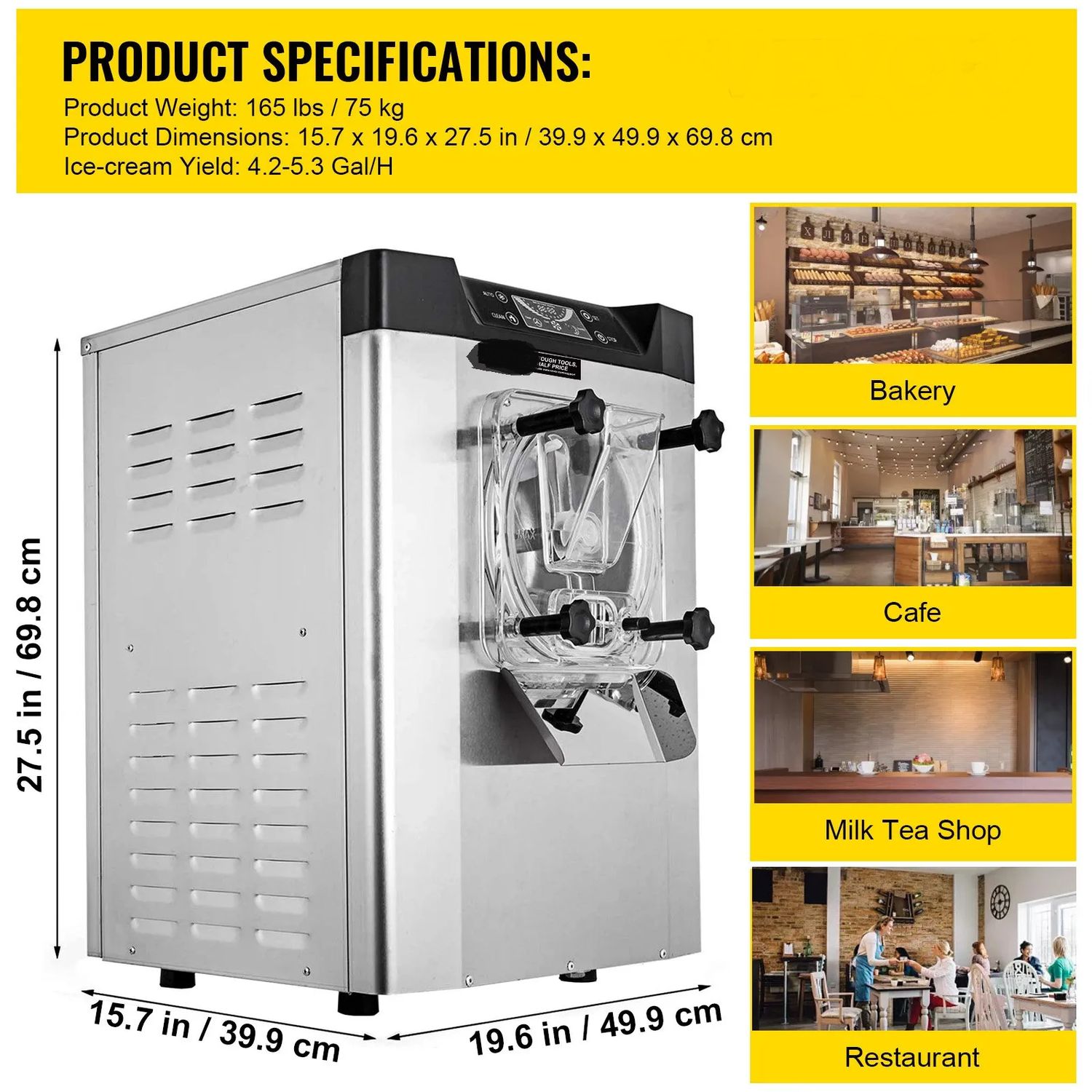 Commercial Hard Ice Cream Machine Stainless Steel Maker