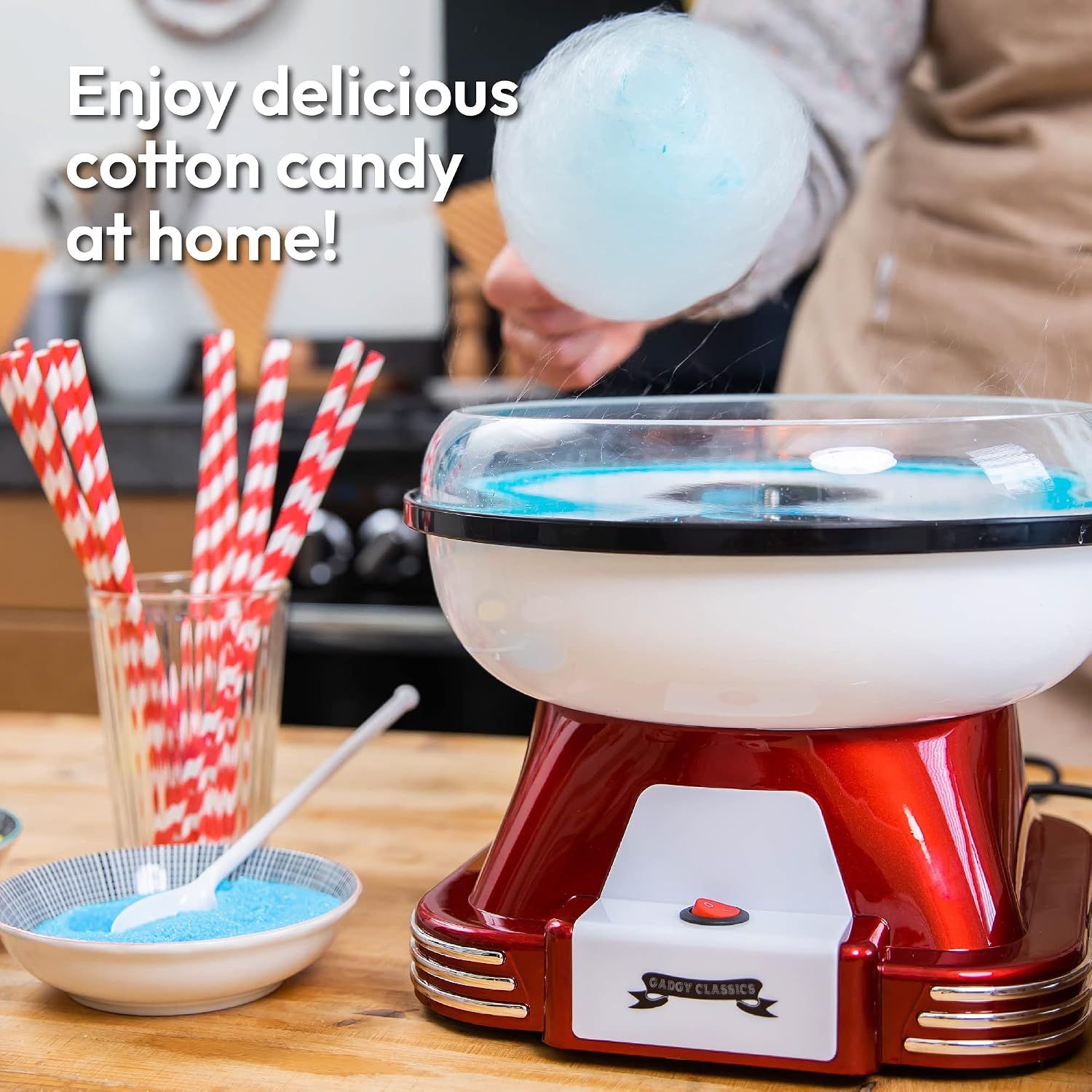 Cotton Candy Machine Retro Candy Floss Maker for Sugar &amp; Hard Candies