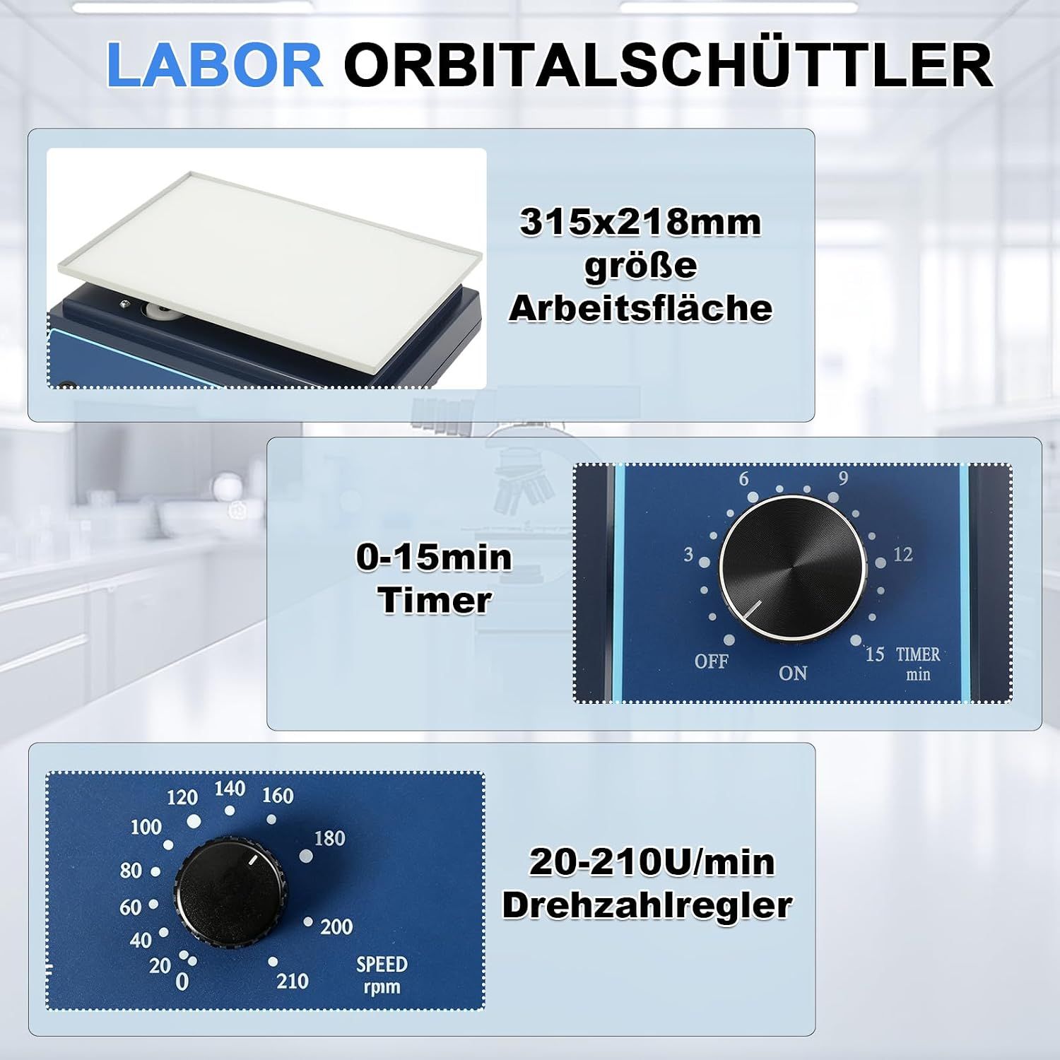 Laboratory Orbital Shaker 20 210 RPM Adjustable Speed Mixer with Timer