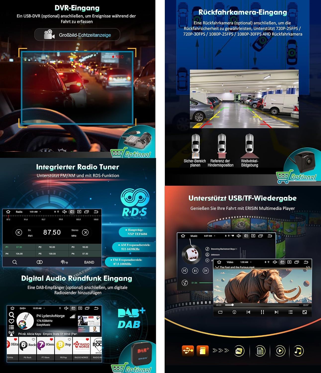 4GB+64GB Android 14 2DIN Car Stereo 7" Touchscreen with Wireless CarPlay Android Auto GPS DAB+ 4G LTE