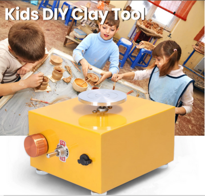 Children's Electric Pottery Machine, DIY Craft Kit for Kids, Creative Pottery Wheel Toy