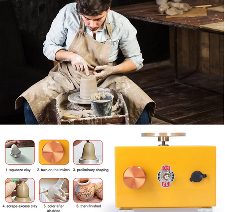 Children's Electric Pottery Machine, DIY Craft Kit for Kids, Creative Pottery Wheel Toy