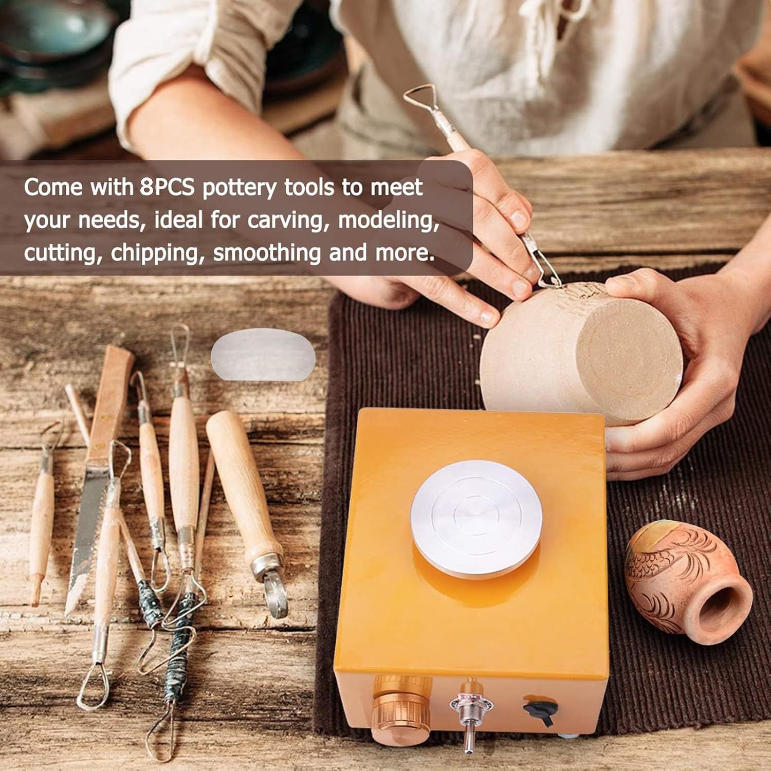 Children's Electric Pottery Machine, DIY Craft Kit for Kids, Creative Pottery Wheel Toy