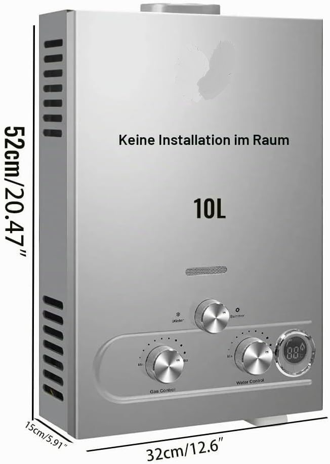 10L LPG Gas Instant Water Heater – 20kW Tankless Water Heater with LED Display