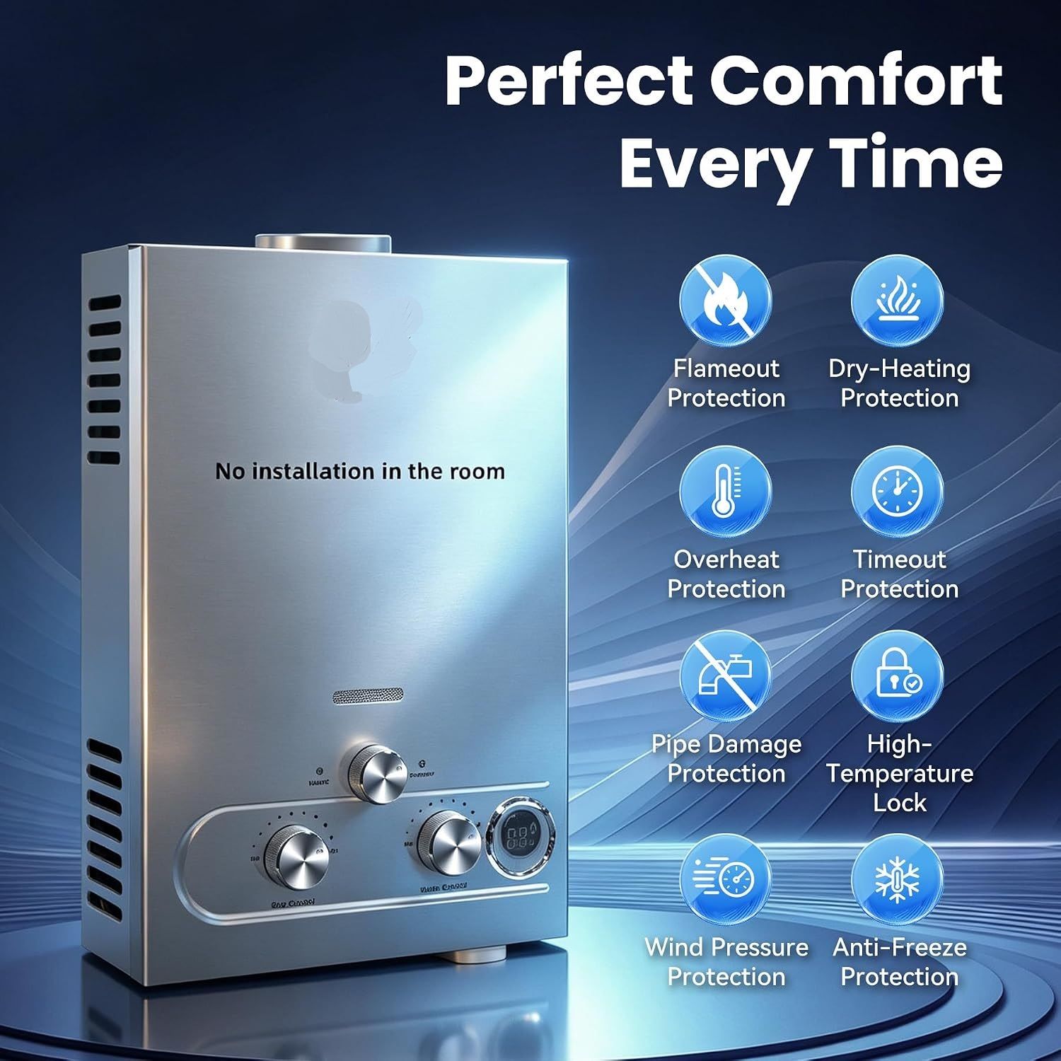 10L LPG Gas Instant Water Heater – 20kW Tankless Water Heater with LED Display