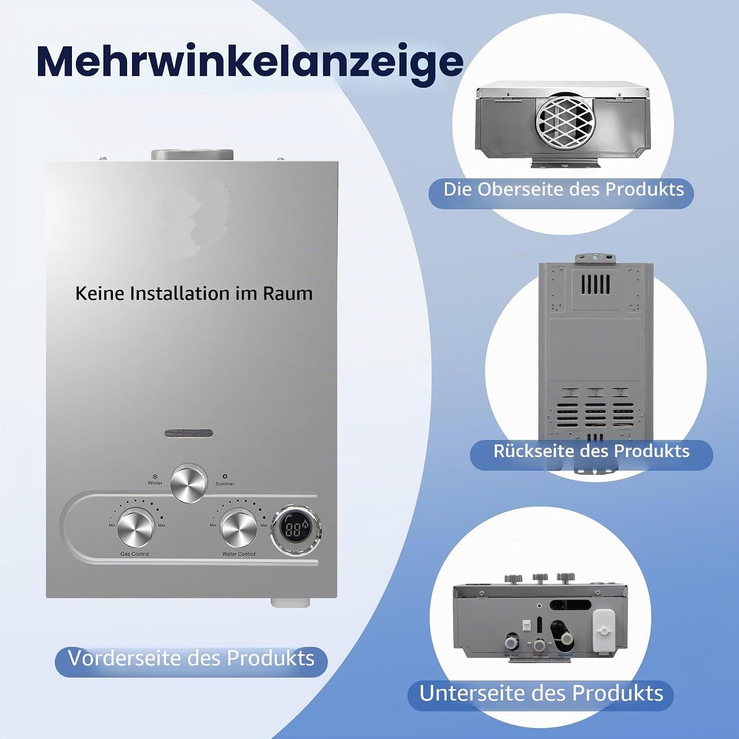 10L LPG Gas Instant Water Heater – 20kW Tankless Water Heater with LED Display