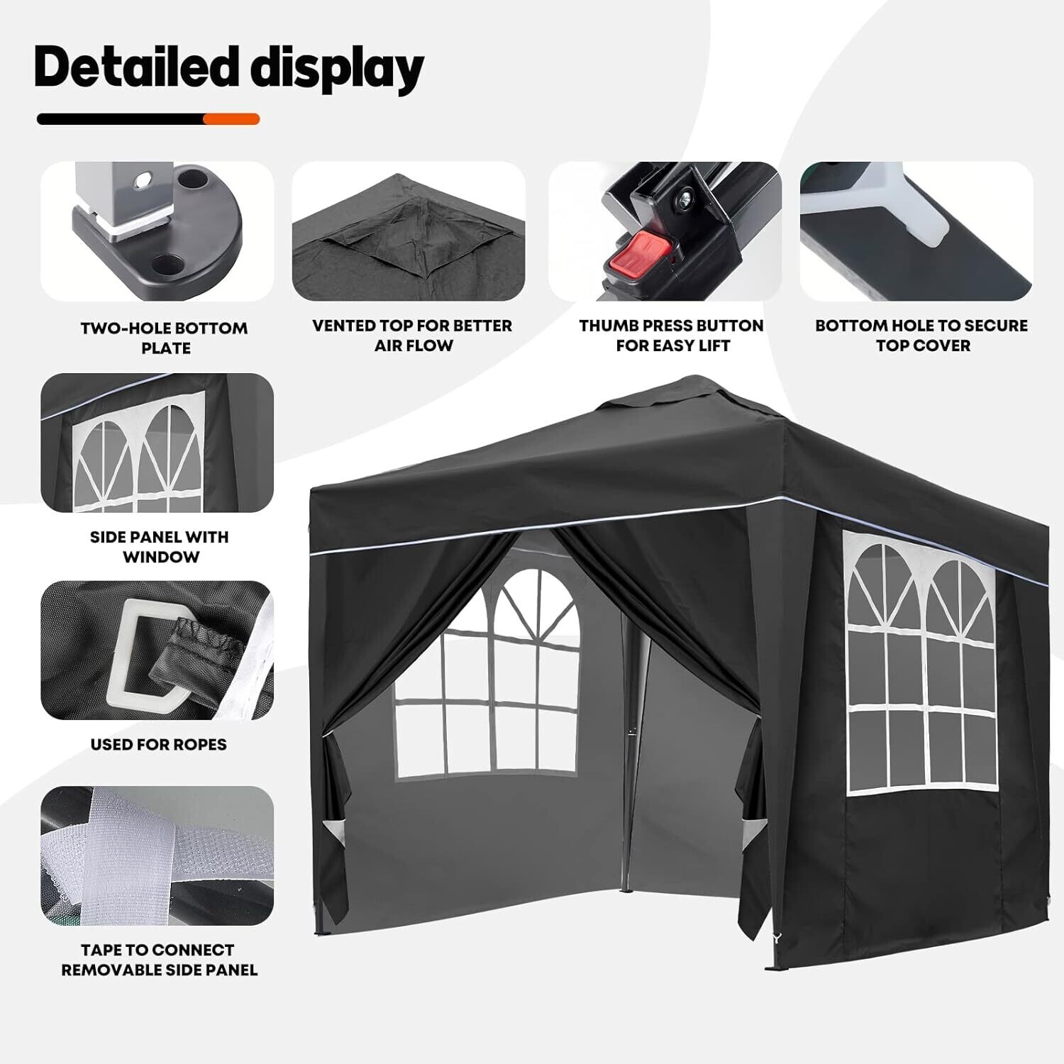 2x2m &amp; 3x3m Waterproof Pop-Up Gazebo Canopy Tent for Outdoor Events