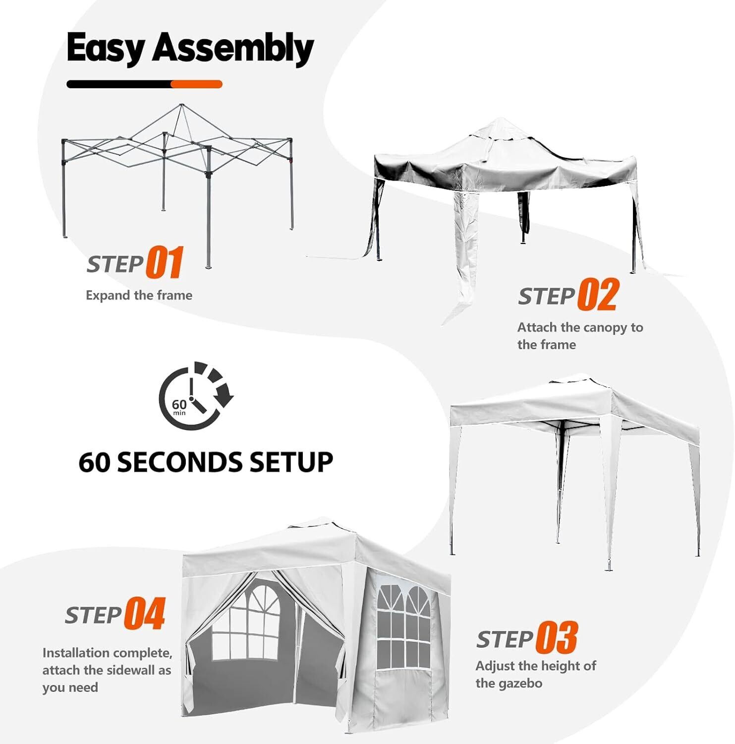 2x2m &amp; 3x3m Waterproof Pop-Up Gazebo Canopy Tent for Outdoor Events