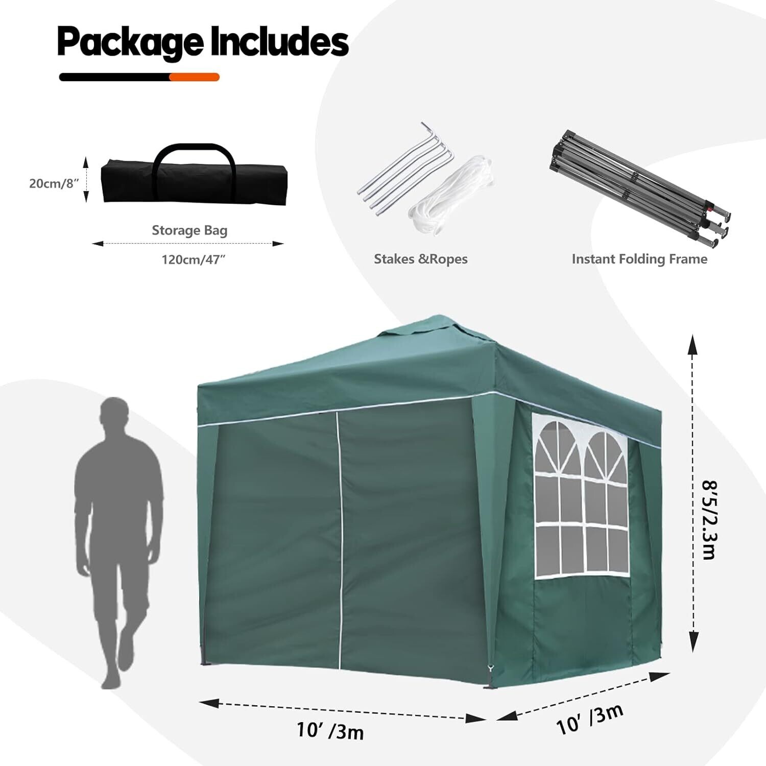 2x2m &amp; 3x3m Waterproof Pop-Up Gazebo Canopy Tent for Outdoor Events