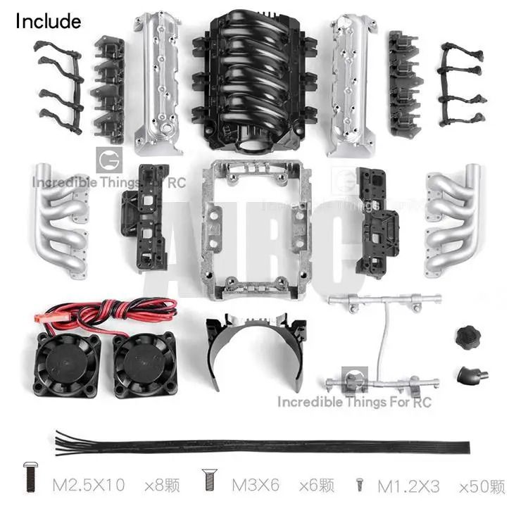RC Car LS7 V8 Simulation Engine for 1:10 Cars – 36mm Motor Cooling Fan
