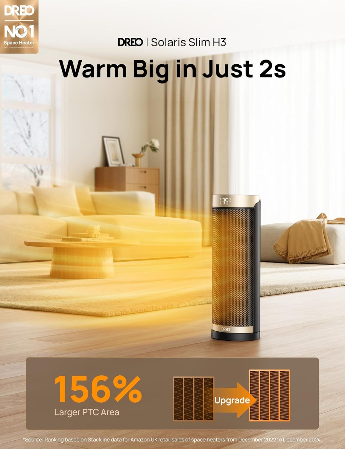 16 Inch Ceramic Tower Heater 220V Oscillating Electric Space Heater with Remote