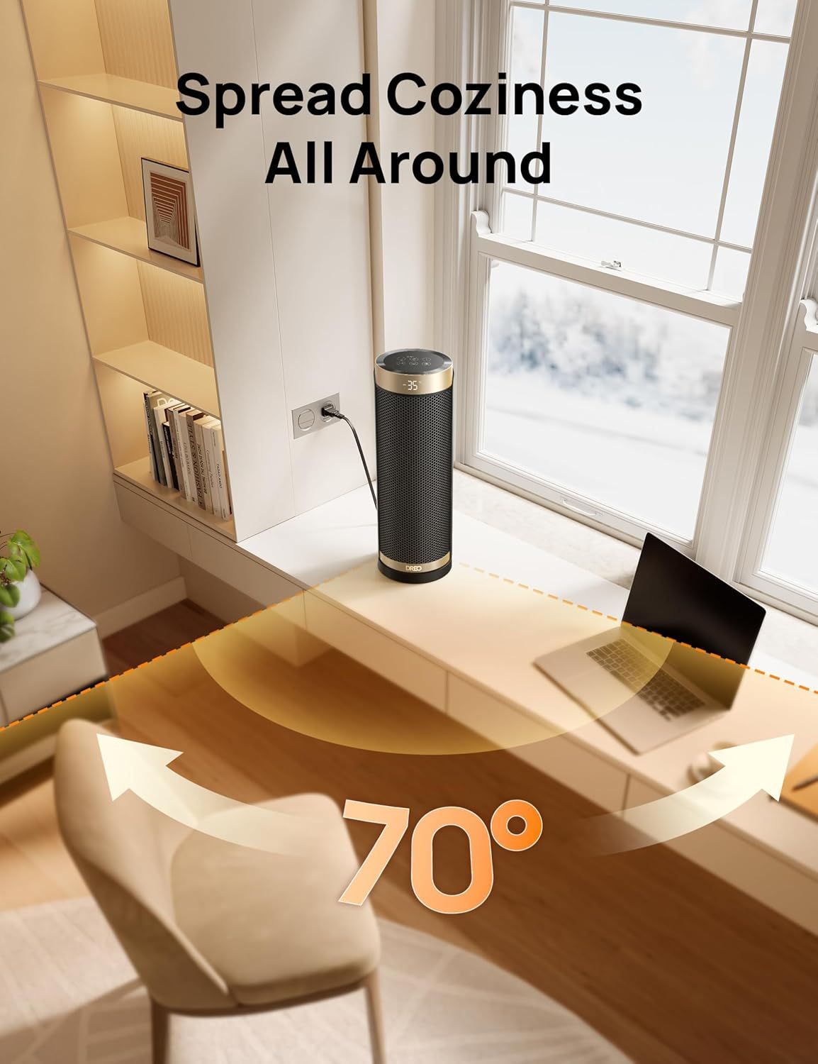 16 Inch Ceramic Tower Heater 220V Oscillating Electric Space Heater with Remote