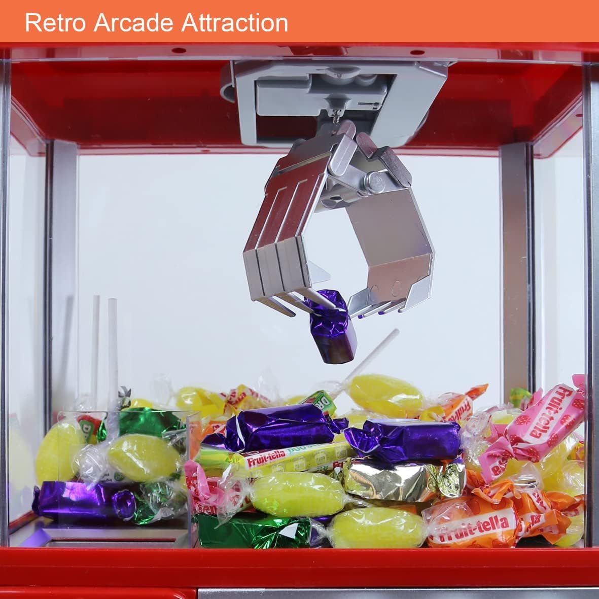 Candy Gripper Claw Machine Toy Kids Arcade Game with Joystick Control Battery Powered