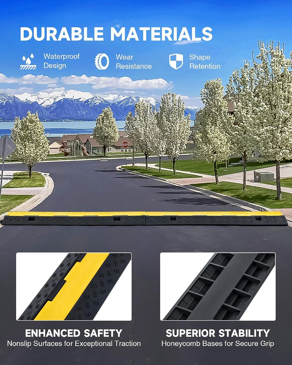 Heavy Duty Cable Protector Ramp 5M 2 Channel 5T Wire Cord Cover