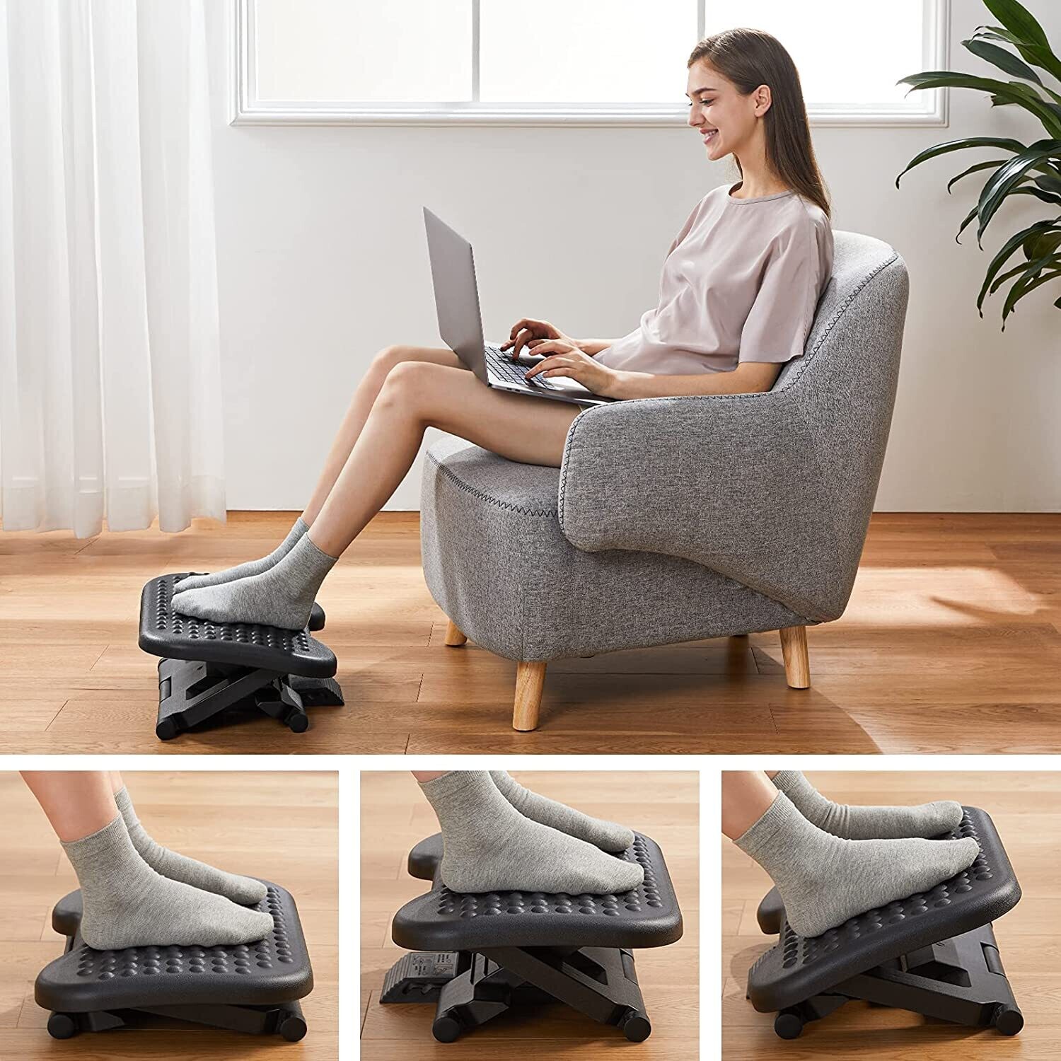 Adjustable Under Desk Foot Rest 3 Height Positions