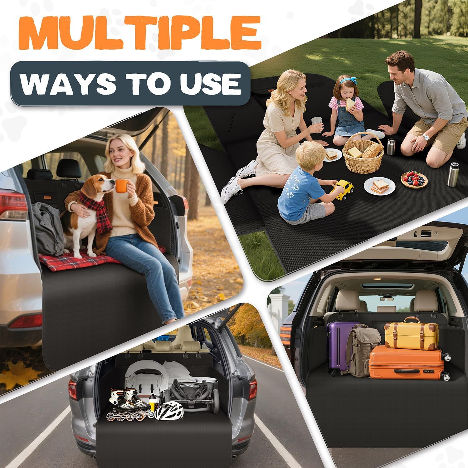 Dog Car Boot Liner – Waterproof 600D Oxford Cargo Mat &amp; Pet Car Protector