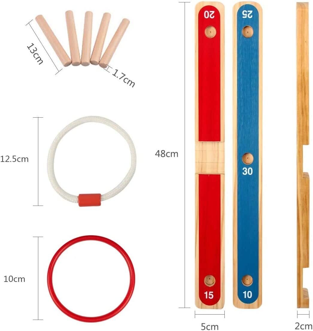 Ring Toss Wooden Quoits Ring Toss Game – Indoor &amp; Outdoor Family Game, 2–8 Players