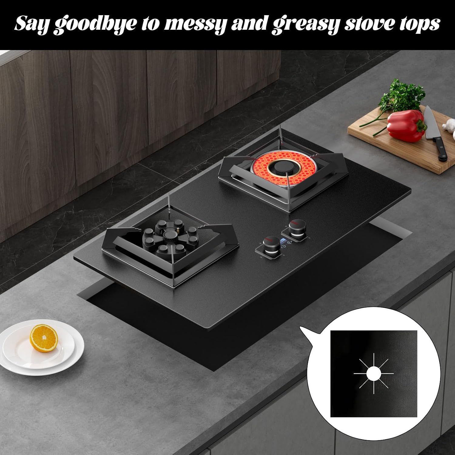 Gas Stove Protector Mat Heat Resistant Burner Covers for Easy Cleaning and Protection