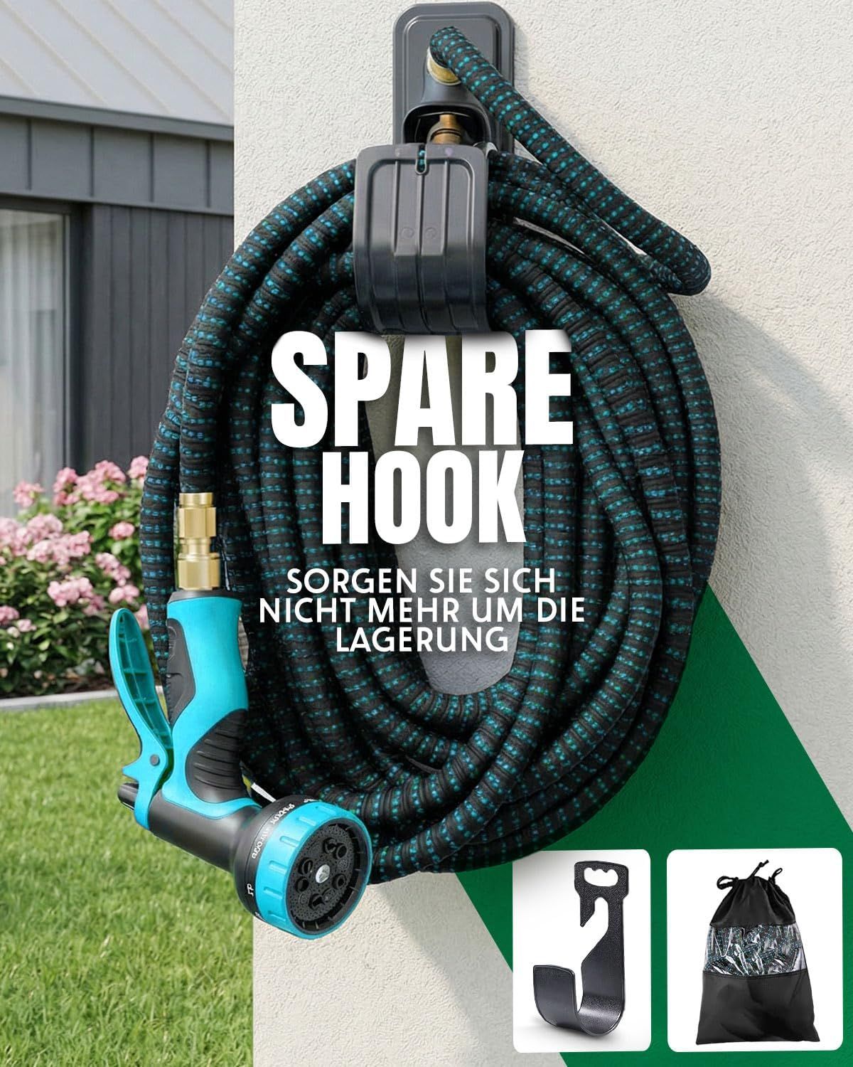 Premium 15m Expandable Garden Hose with 10-Function Spray Gun – 3750D Fabric, Brass Fittings
