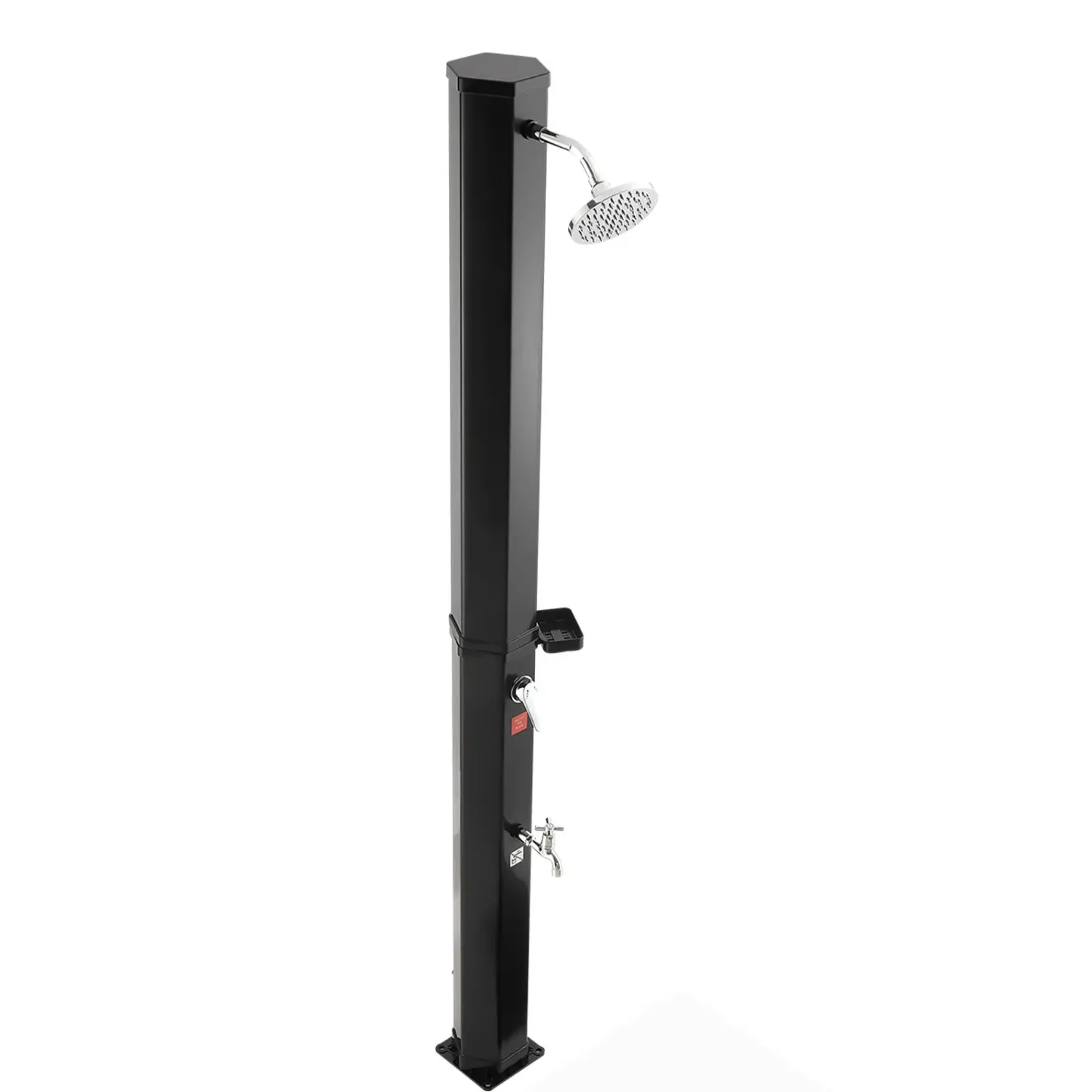 Solar Heated Outdoor Shower – Hot &amp; Cold Water with Foot Rinse