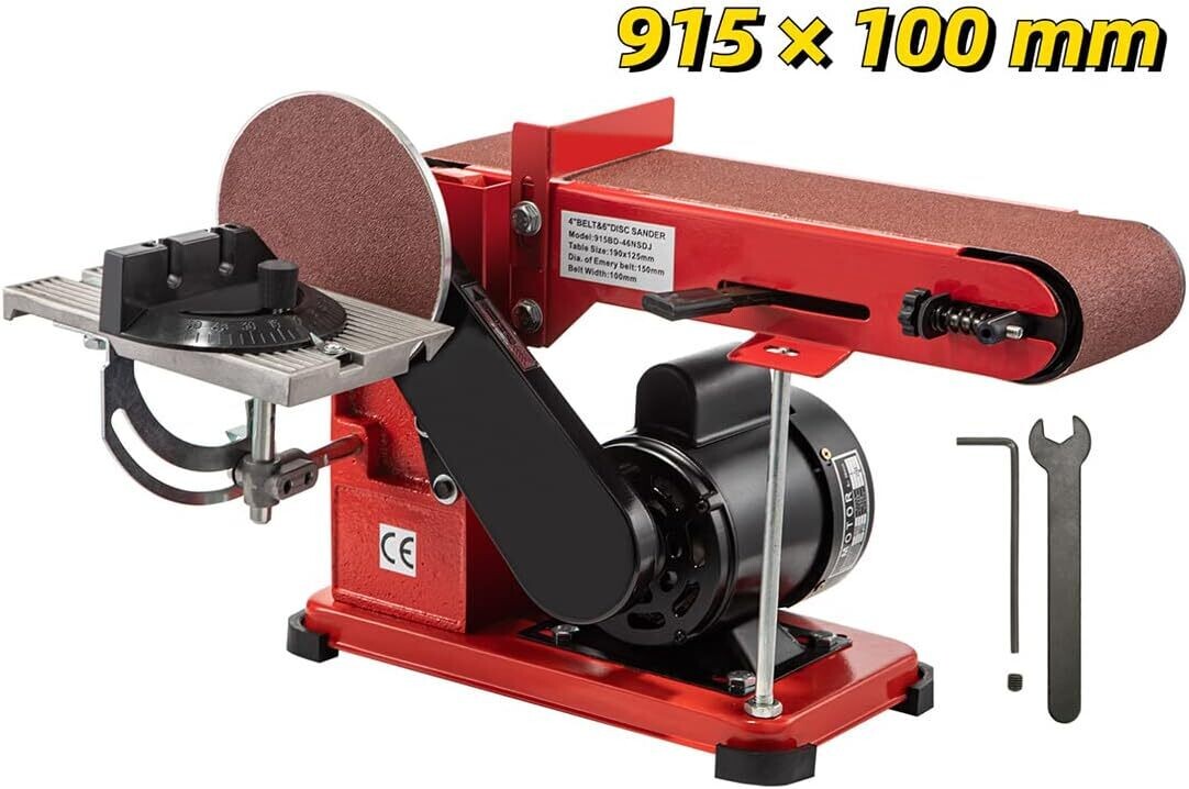 1420 r/min Adjustable Electric Bench Belt Sander – 4" x 36" with 6" Disc, Includes 4 Rubber Foot Pads &amp; Combo