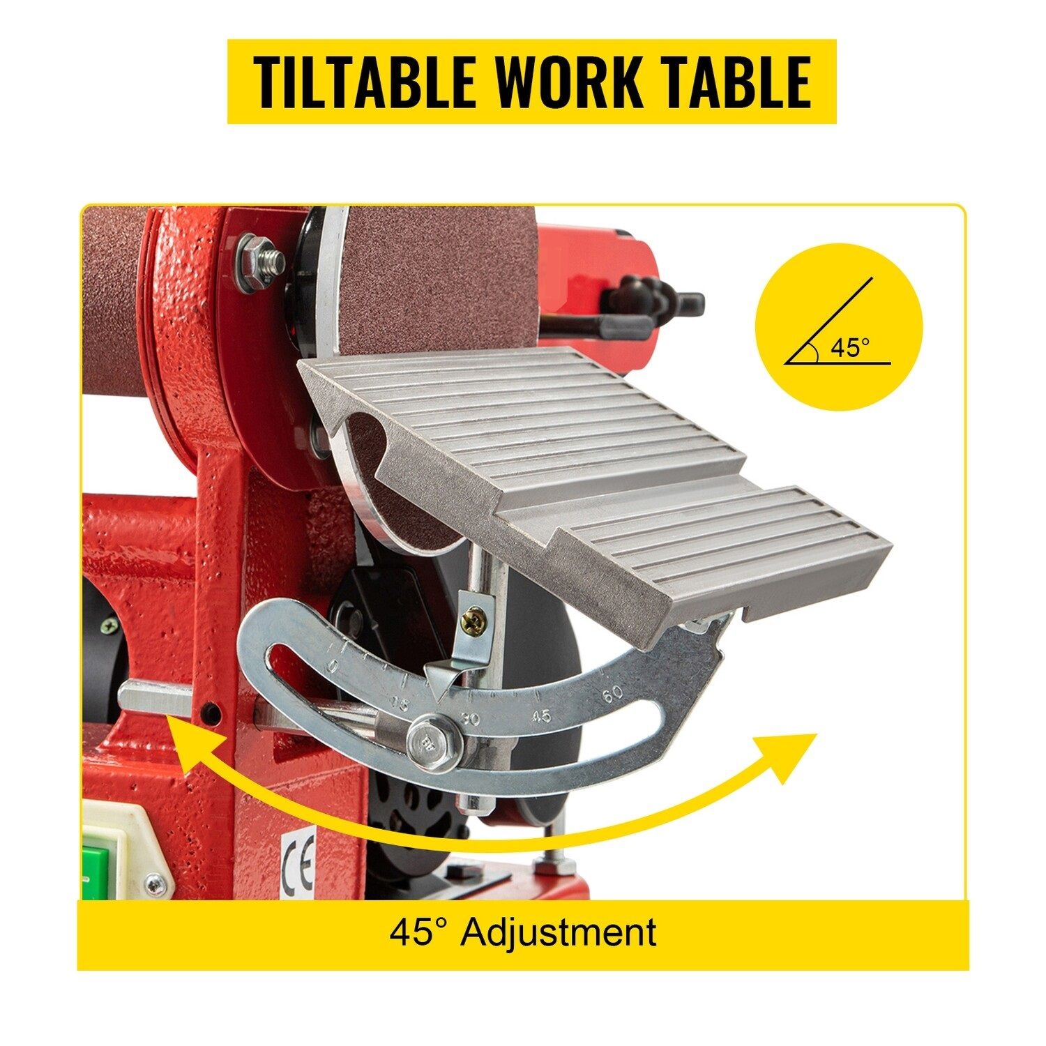 1420 r/min Adjustable Electric Bench Belt Sander – 4" x 36" with 6" Disc, Includes 4 Rubber Foot Pads &amp; Combo