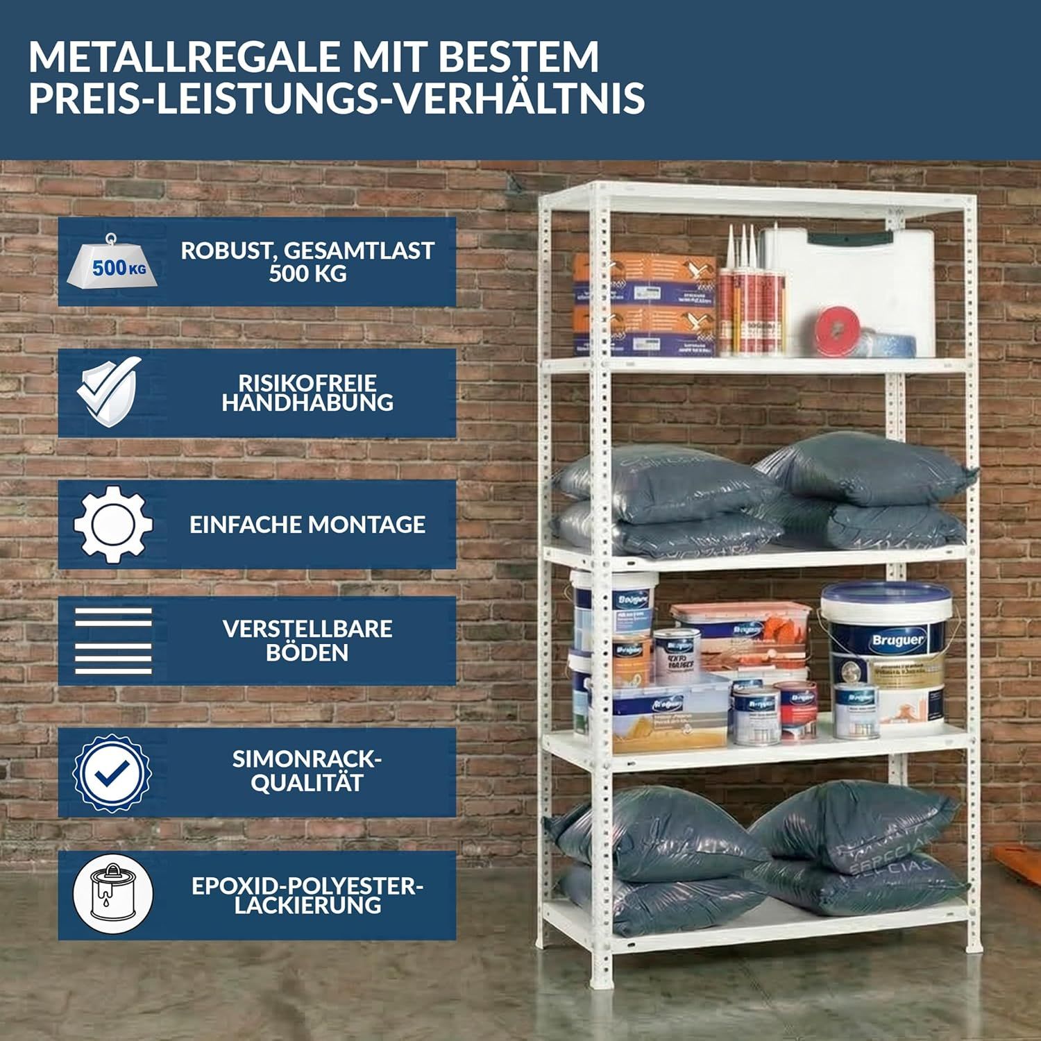 2 Bay Heavy Duty Racking 5 Tier Galvanised Storage Shelves 180x90x30cm Industrial Rack