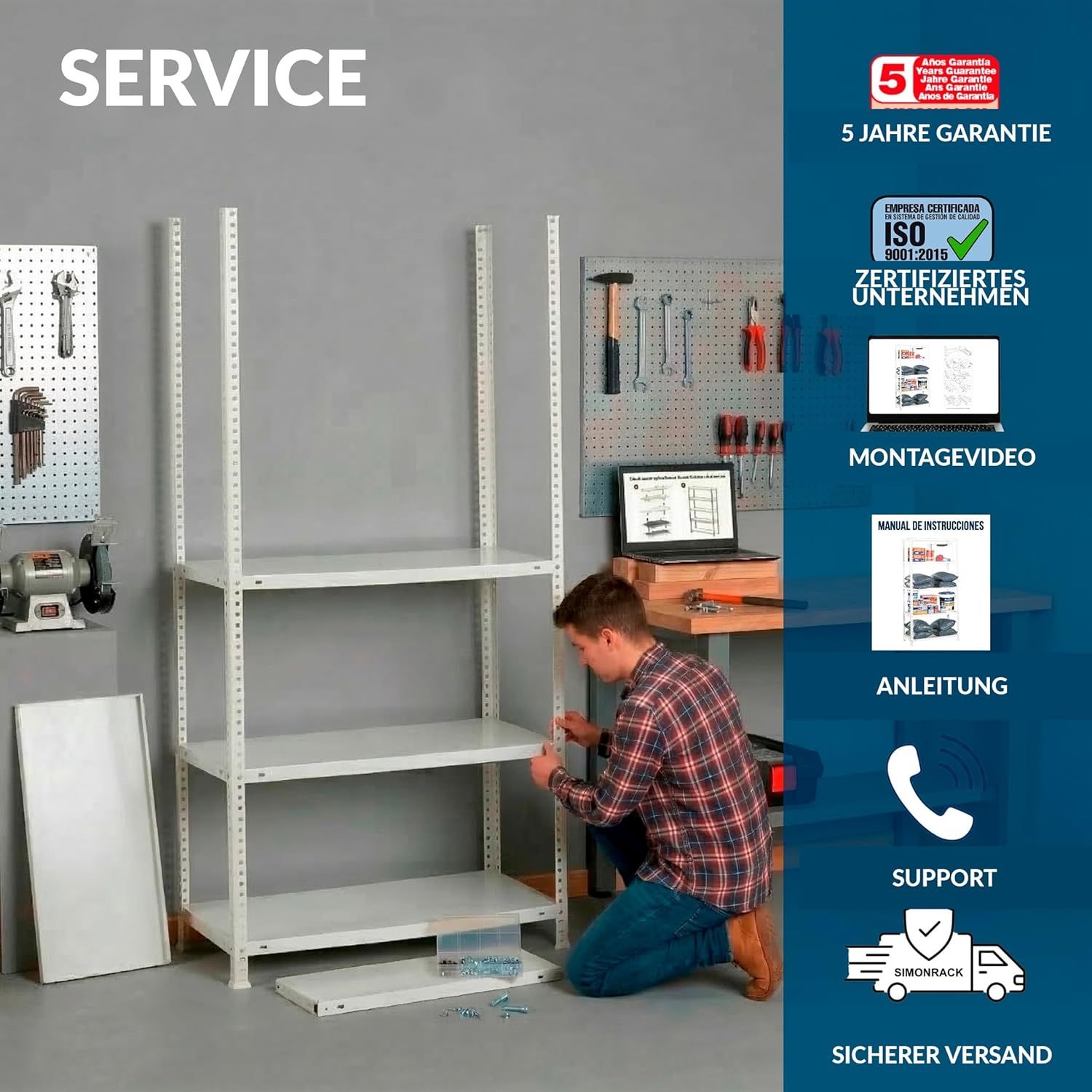 2 Bay Heavy Duty Racking 5 Tier Galvanised Storage Shelves 180x90x30cm Industrial Rack