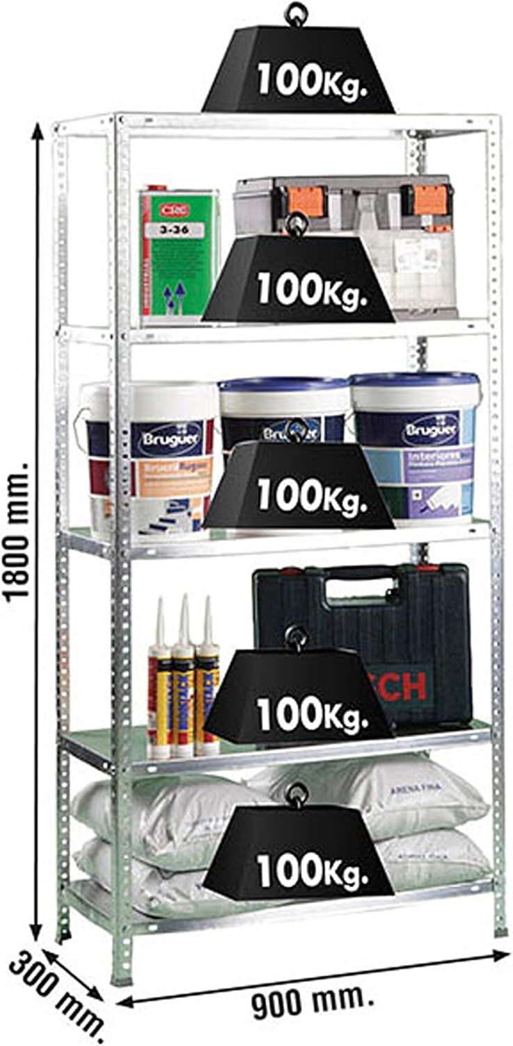2 Bay Heavy Duty Racking 5 Tier Galvanised Storage Shelves 180x90x30cm Industrial Rack