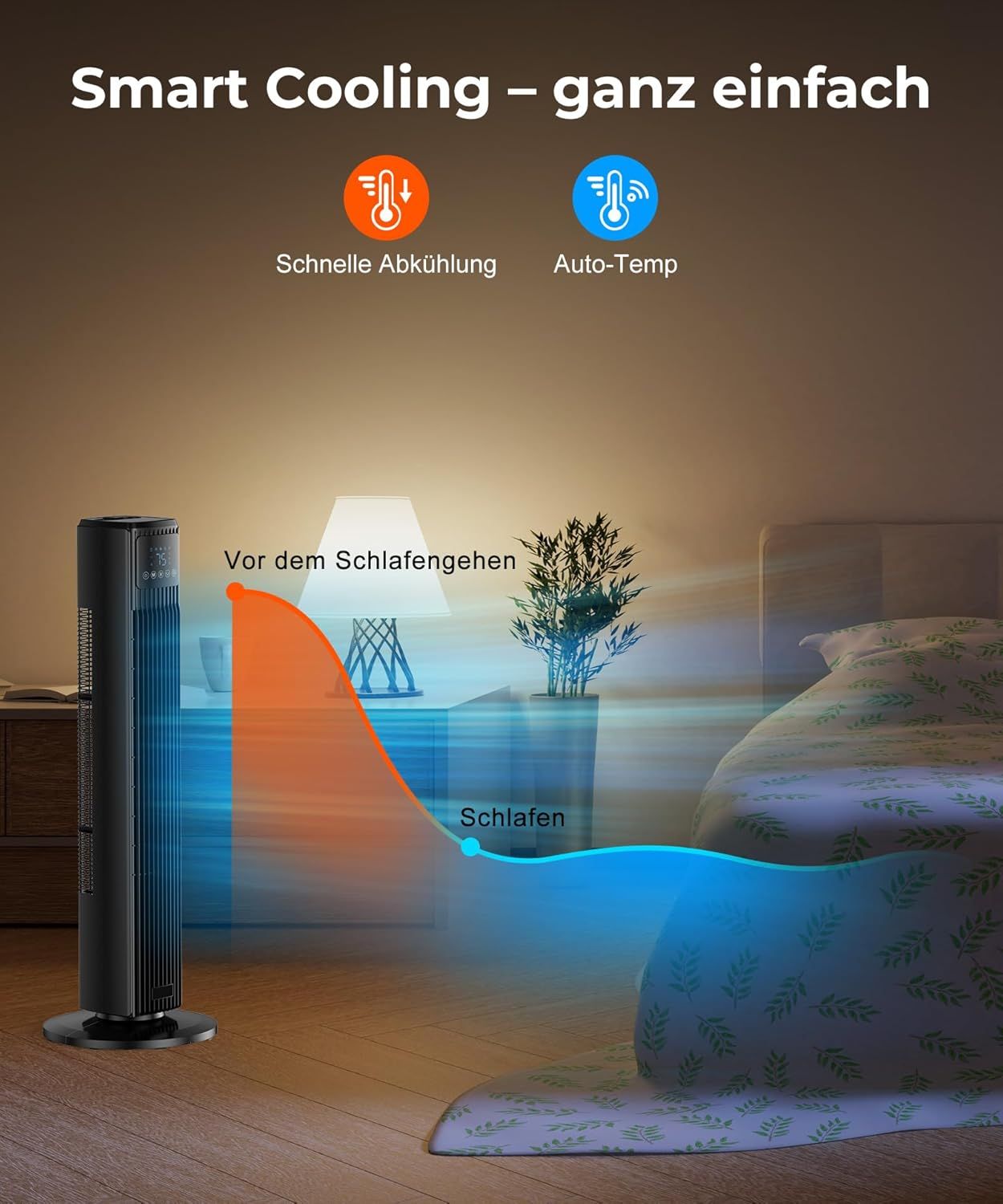 91 cm Bladeless Tower Fan – Quiet 8 m/s Airflow with Remote Control