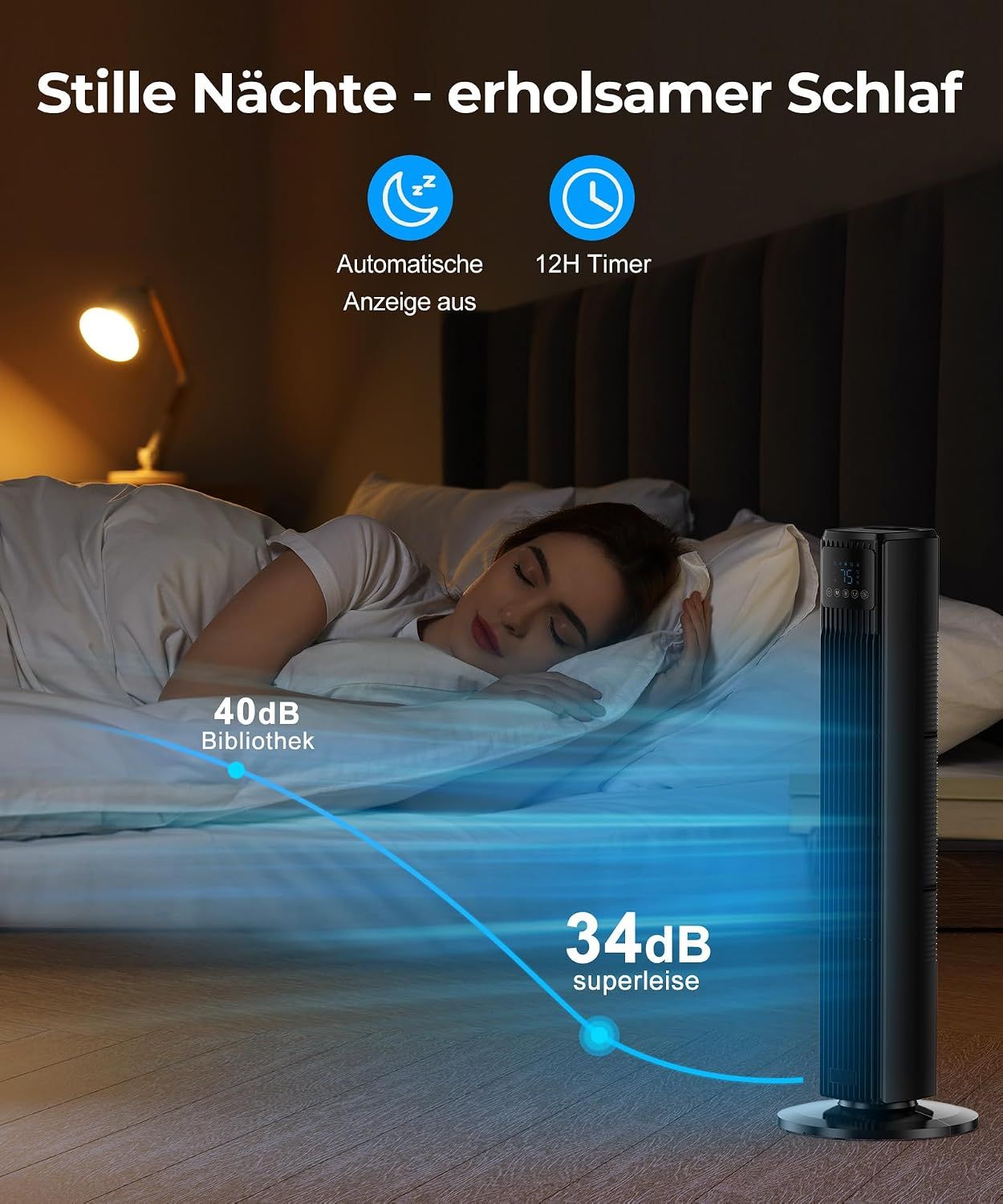 91 cm Bladeless Tower Fan – Quiet 8 m/s Airflow with Remote Control