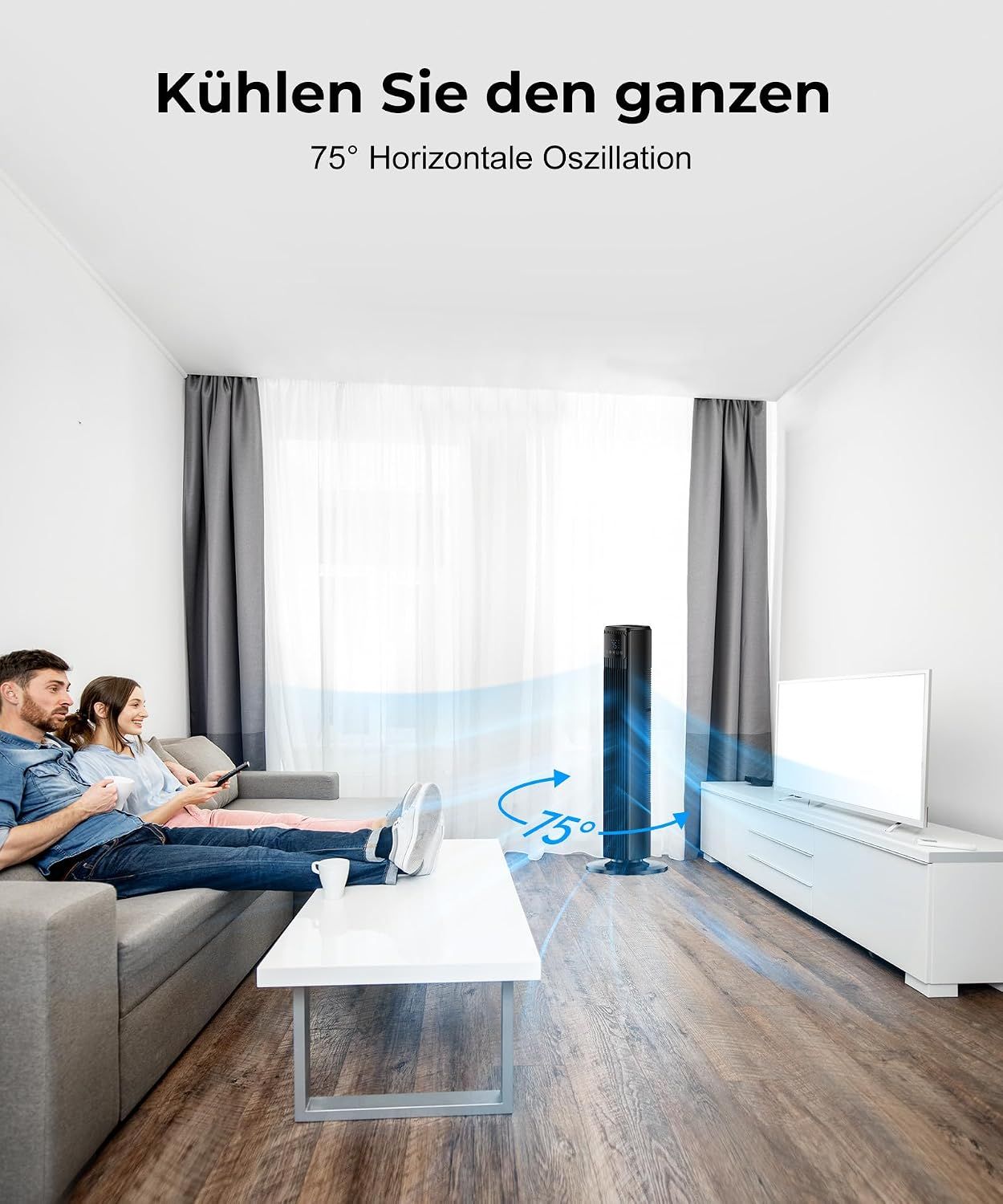 91 cm Bladeless Tower Fan – Quiet 8 m/s Airflow with Remote Control