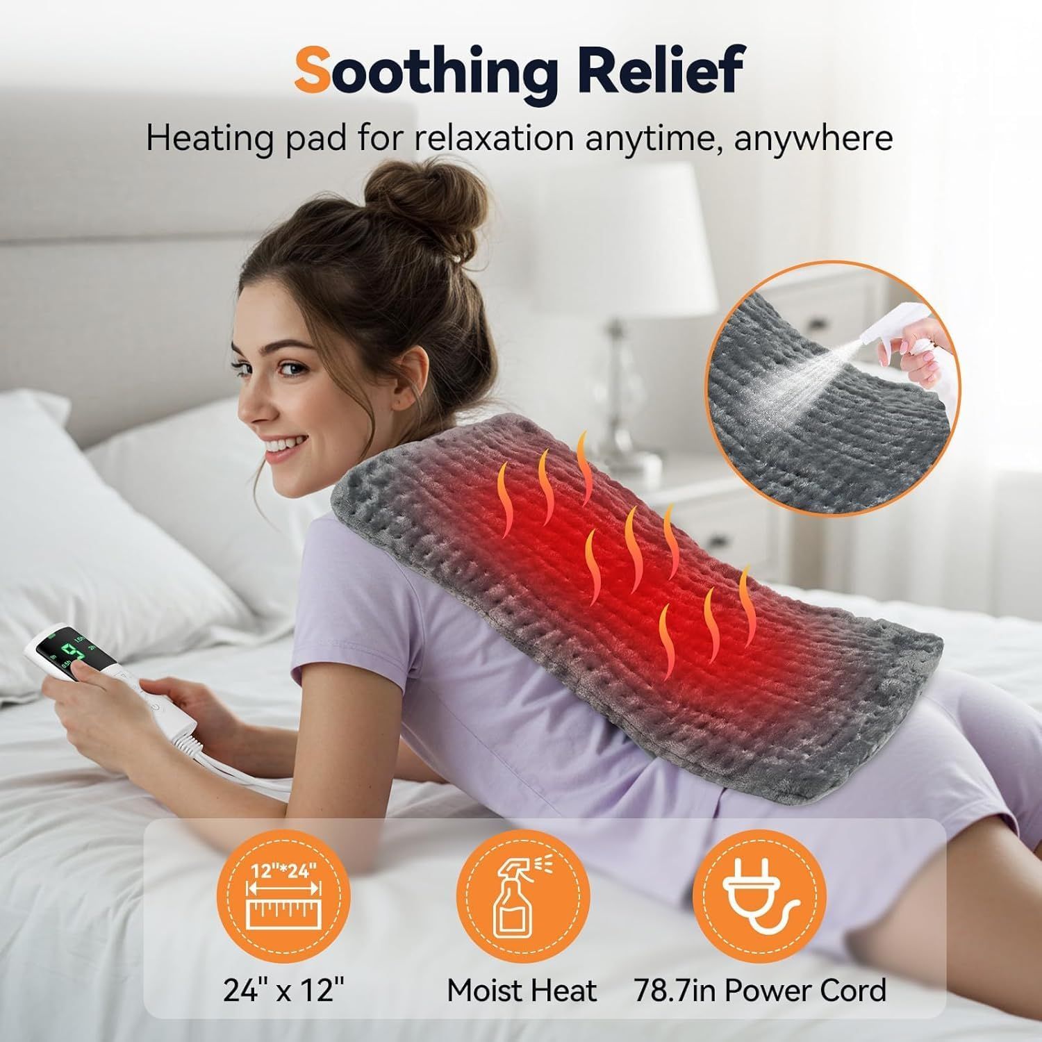 Electric Heating Pad 60x30cm with 9 Heat Levels