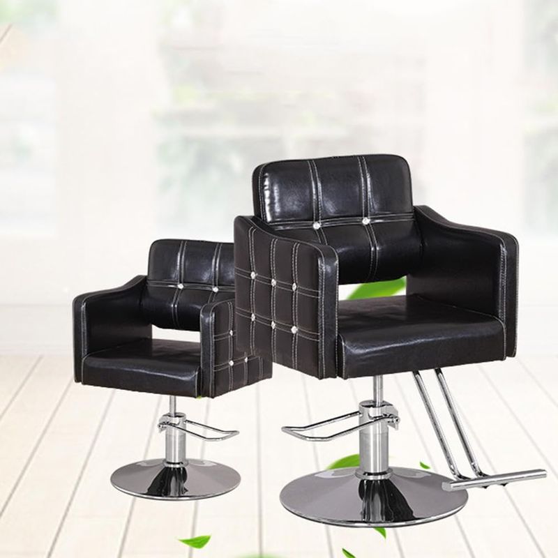 Hydraulic Retro Barber Chair Black Salon Styling Chair 330lbs Load