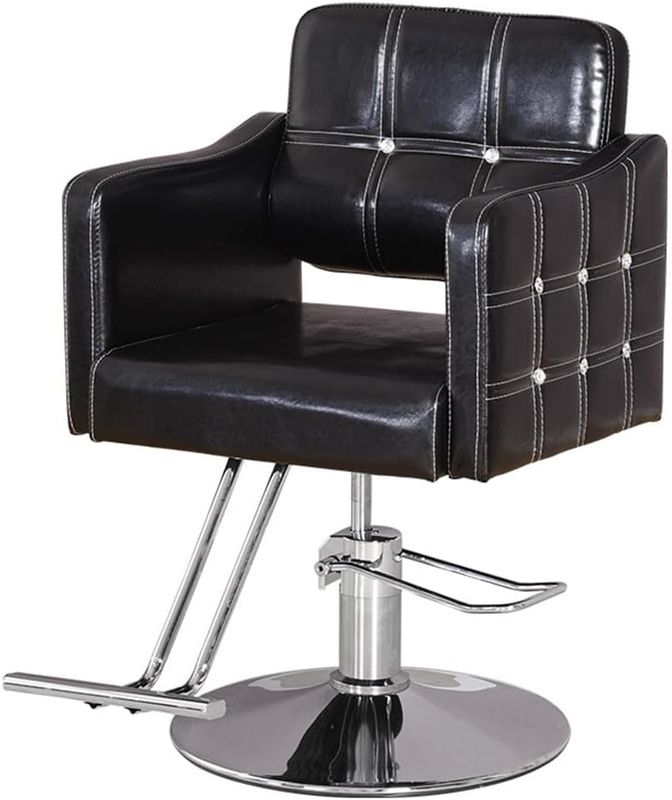 Hydraulic Retro Barber Chair Black Salon Styling Chair 330lbs Load