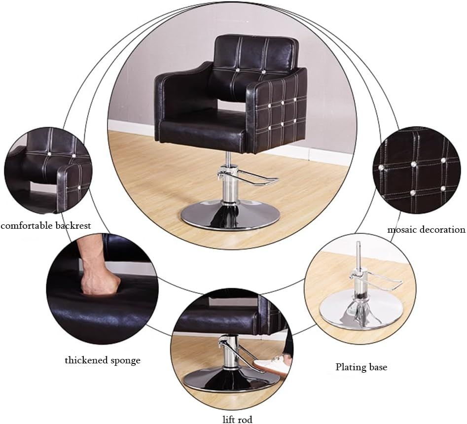 Hydraulic Retro Barber Chair Black Salon Styling Chair 330lbs Load
