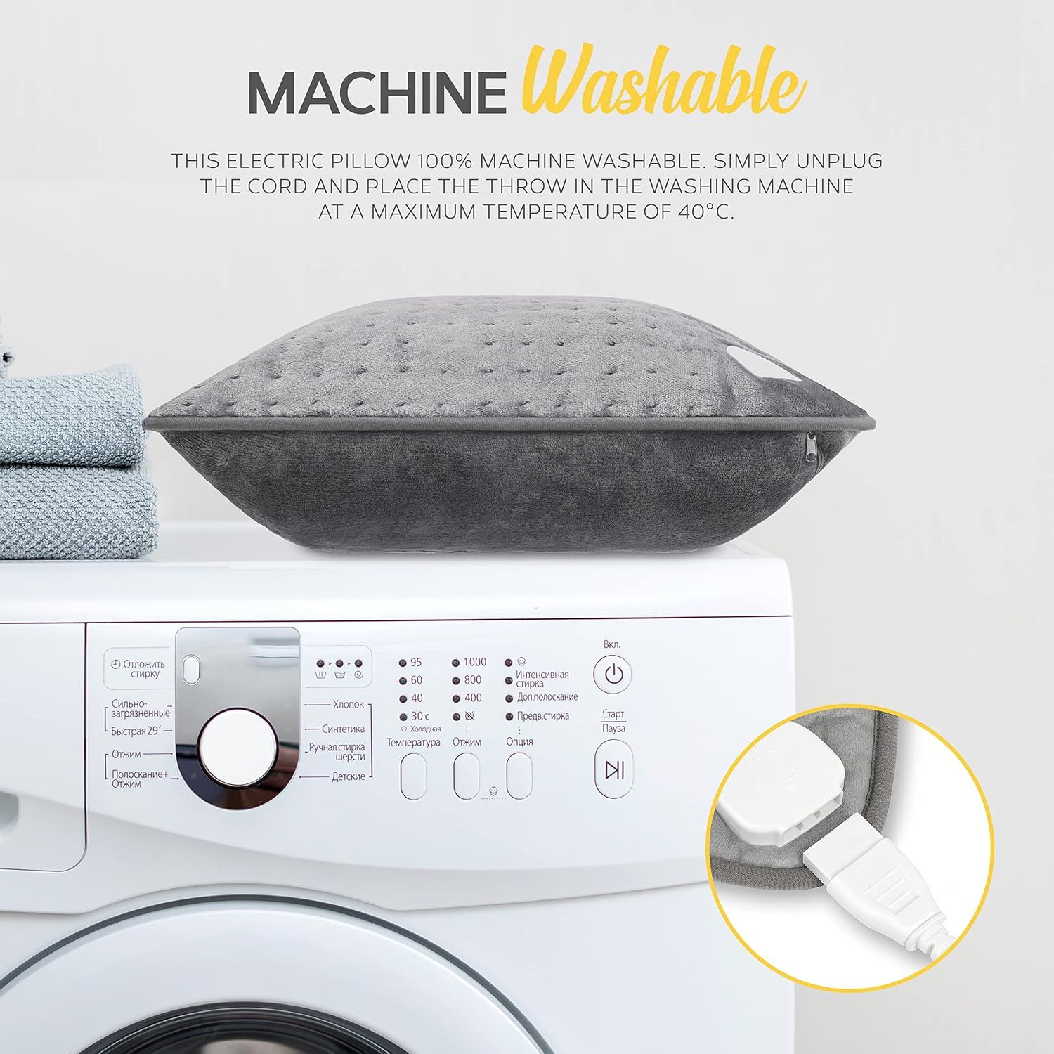 Electric Heated Cushion – Dark Grey, 6 Heat Settings