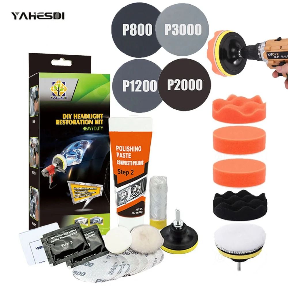 Professional Car Headlight Restoration Kit – Polishing &amp; UV Protection