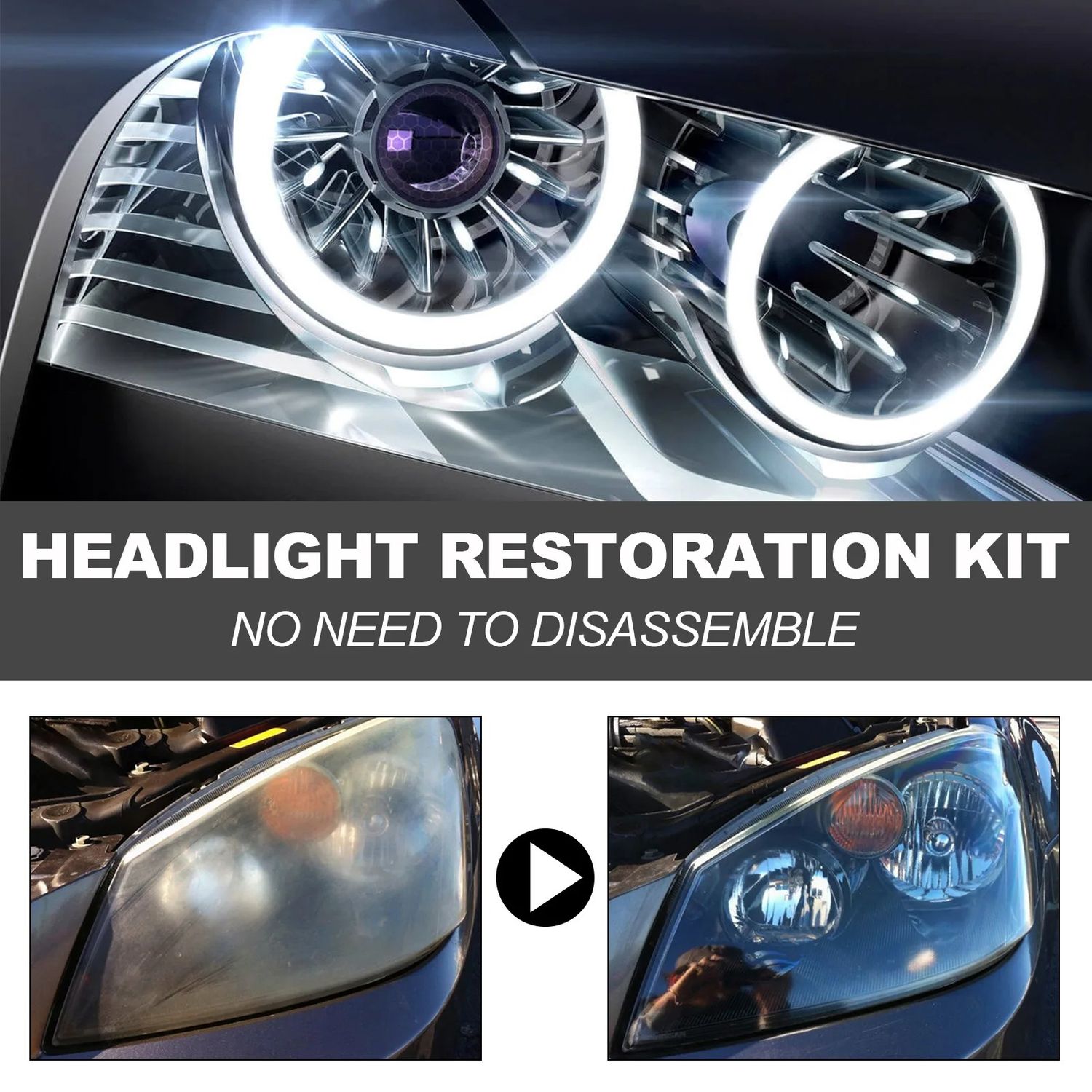 Professional Car Headlight Restoration Kit – Polishing &amp; UV Protection