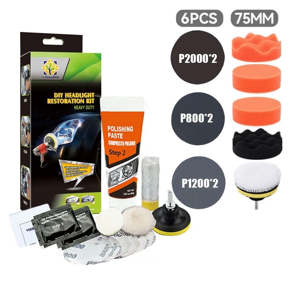 Professional Car Headlight Restoration Kit – Polishing &amp; UV Protection
