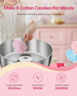 Commercial Cotton Candy Machine 1000W with Cart