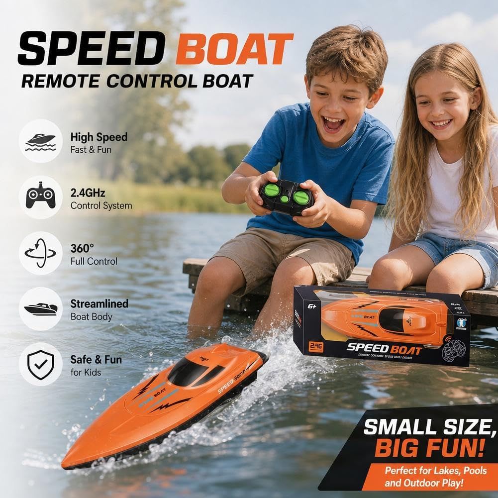 RC 2.4GHz High-Speed Boat – Dual Motor Waterproof Racing Speedboat