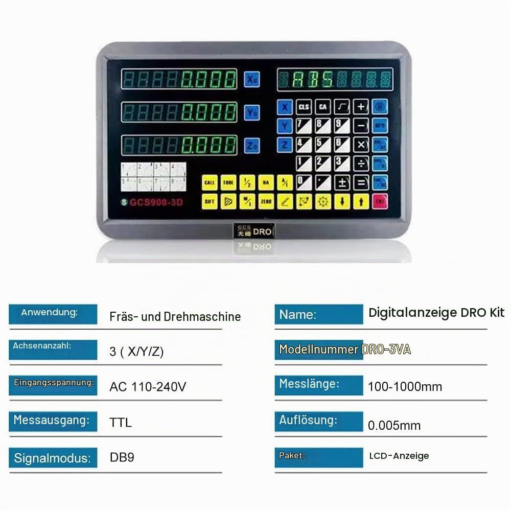 3-Axis DRO Linear Scale – 5µm Measurement Accuracy