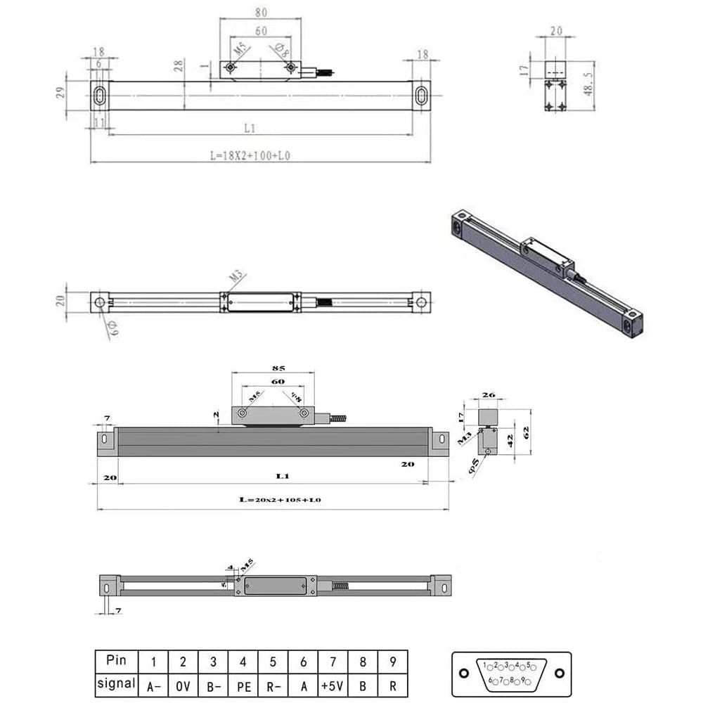 3-Axis DRO Linear Scale – 5µm Measurement Accuracy