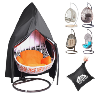 Windproof Anti-UV Garden Hanging Chair Cover Patio Hanging Egg Chair Covers Waterproof Heavy Duty 600D Oxford Fabric Outdoor Cocoon Swing Egg Chair Cover with Zipper, (190x115cm)