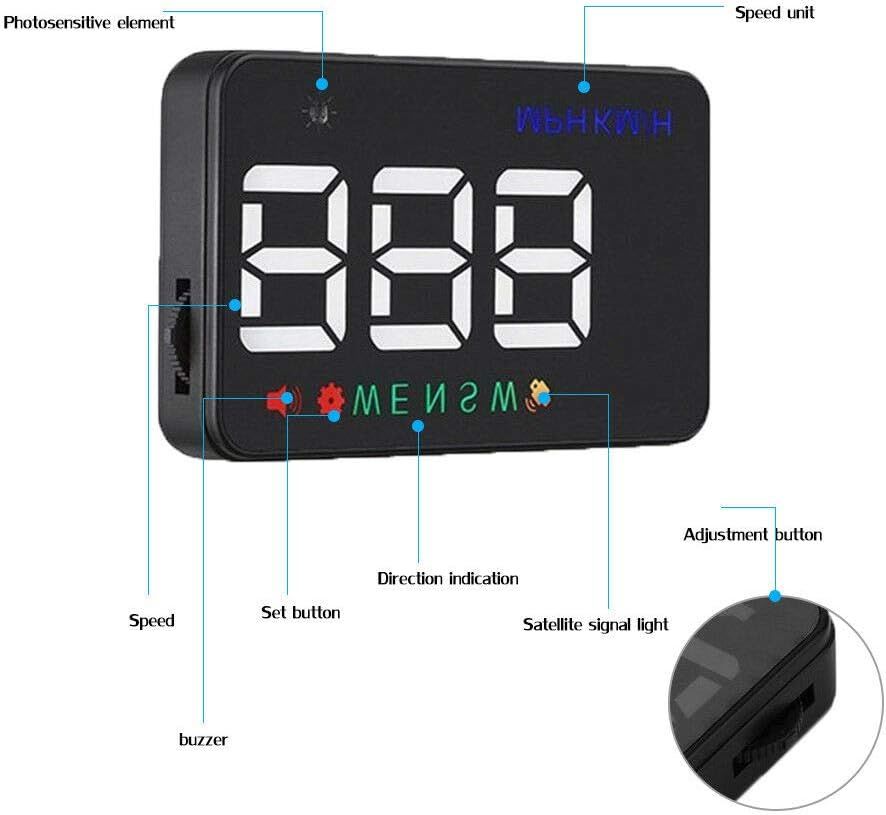 Car HUD Display GPS Digital Speedometer Over Speed Alert