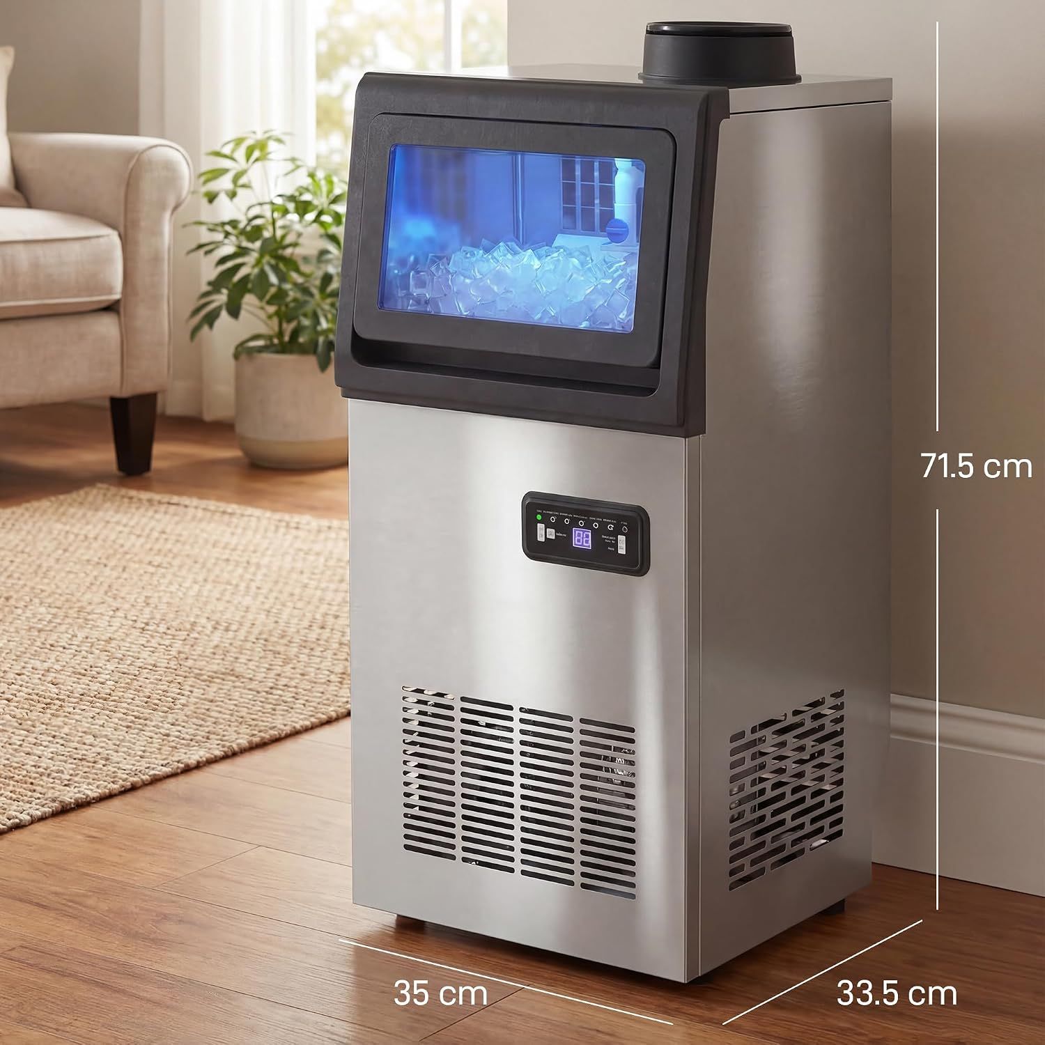 Commercial Ice Maker Machine 36KG/24H Stainless Steel Self Cleaning Ice Maker